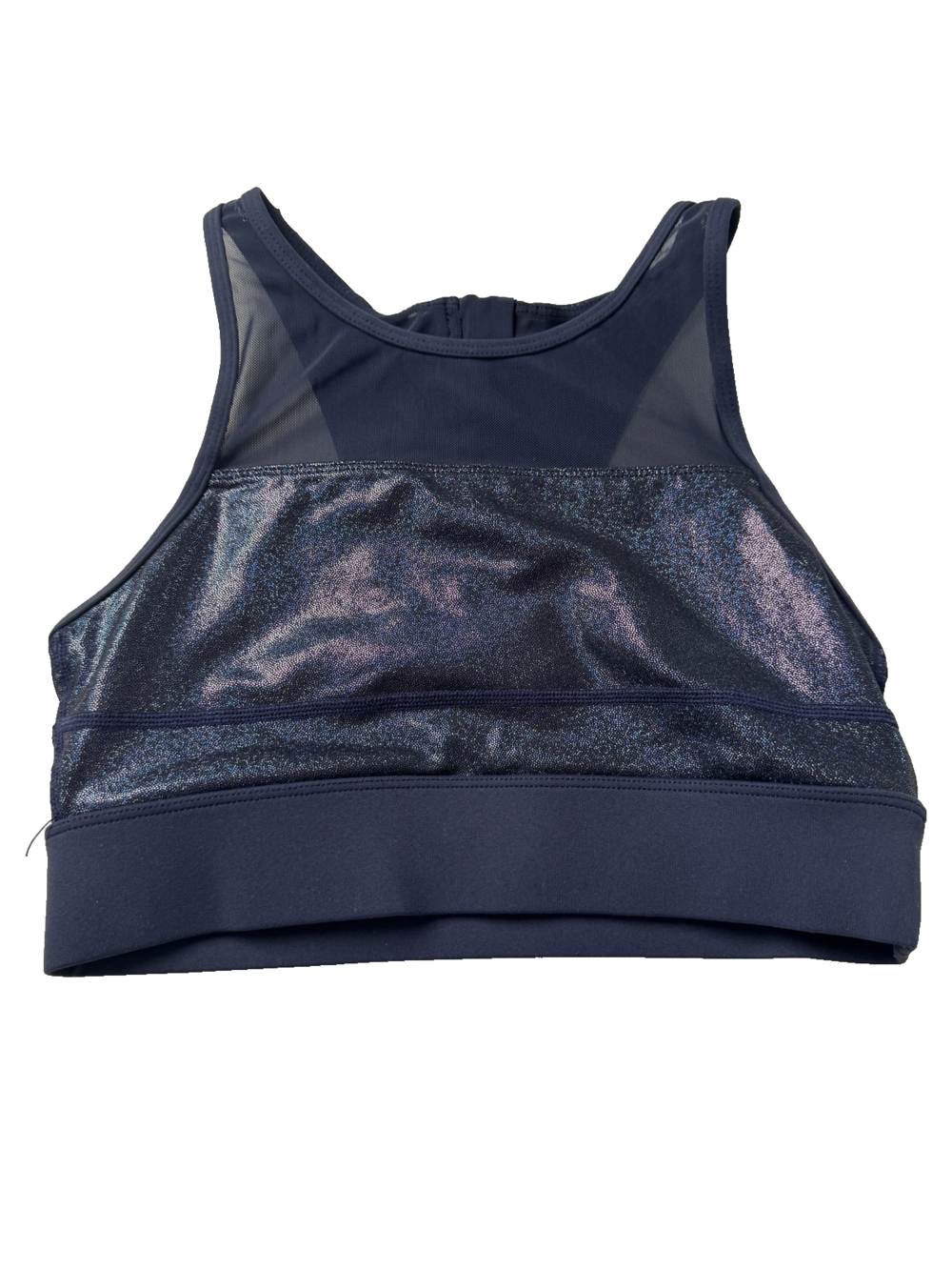 Crz Yoga Sports Bra Womens Small Shimmer Mesh High Neck Crop Workout Athletic To
